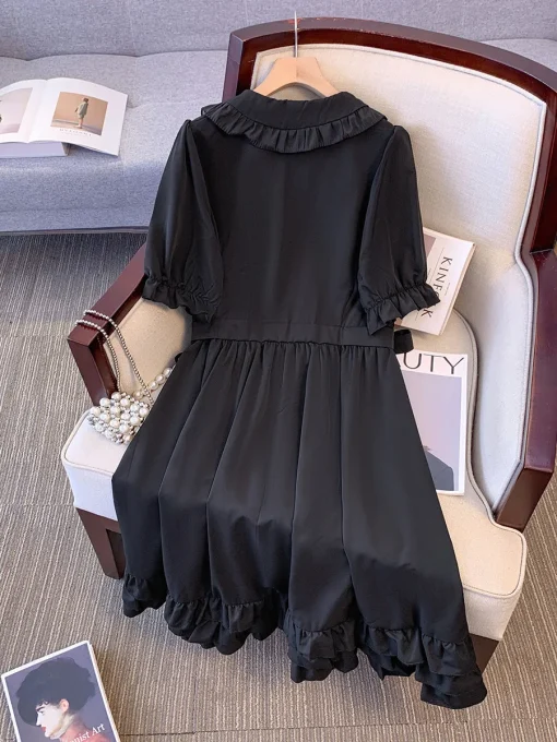 Plus Size Women's Summer Loose Retro Doll Collar Dress - Image 3