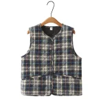 Plus Size Women’s Quilted Vest Casual Loose Plaid Jacket