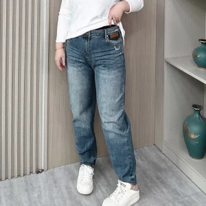 Plus Size High Waist Straight Leg Denim Cigarette Pants