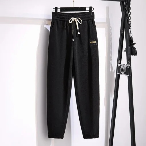 Plus Size Loose Fleece Casual Pants for Autumn Winter - Image 4