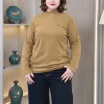 Plus Size Women's Stand Collar Printed Velvet T-Shirt