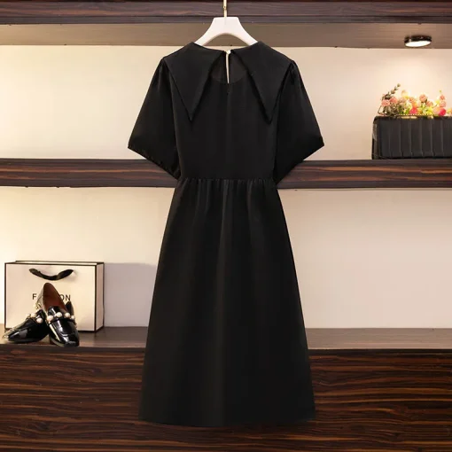 Plus Size Women's Loose Bow Doll Collar A-Line Dress - Image 3