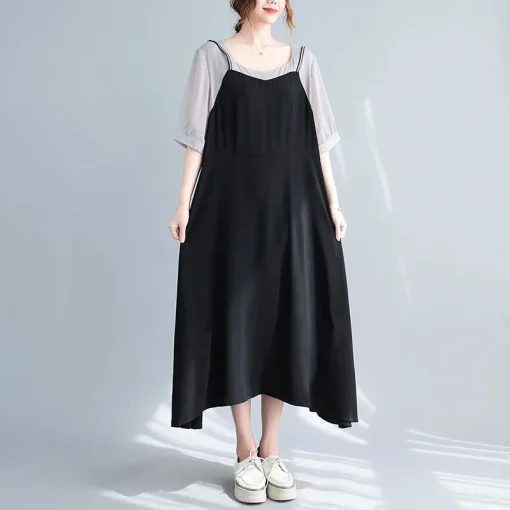 Plus Size Women's Loose Short Sleeve Long Sweet Dress - Image 5