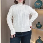Plus Size Women's Lace Mock Neck Jacquard Knit Sweater