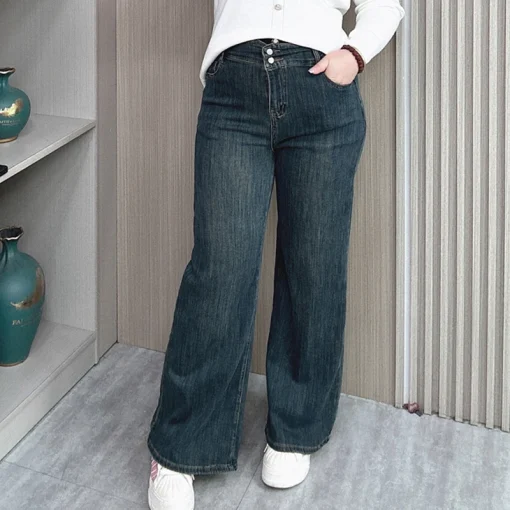 Women’s Plus Size High Waist Micro Flare Wide Leg Jeans