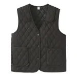 Plus Size Women’s Argyle Cotton-Padded Waistcoat, Winter Parka