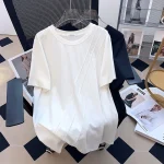 Plus Size Loose Round Neck Short Sleeve Long T-shirt