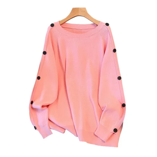 Plus Size Women's Loose Knitted Round Neck Sweater - Image 6