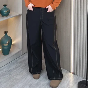 Plus Size Women's Fleece Straight Wide Leg Winter Pants