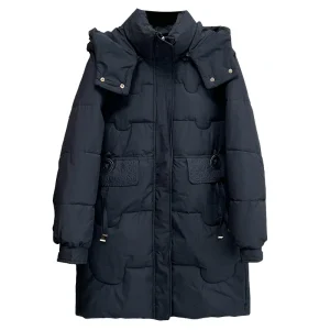 Plus Size Women's Long Hooded Winter Cotton-Padded Parka Coat
