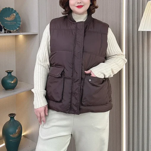 Plus Size Women’s Winter Parka, Sleeveless Cotton-Padded Jacket - Image 2