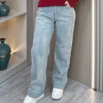 Plus Size Women's Retro High Waist Fleece-Lined Wide Leg Jeans