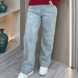 Plus Size Women's Retro High Waist Fleece-Lined Wide Leg Jeans