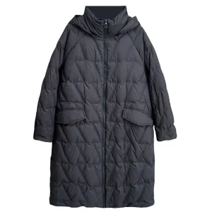 Plus Size Women Down Coat Hooded Z Pattern Winter Jacket