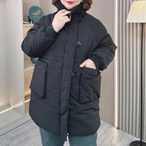 Plus Size Women’s Down Cotton Parka, Warm Winter Coat