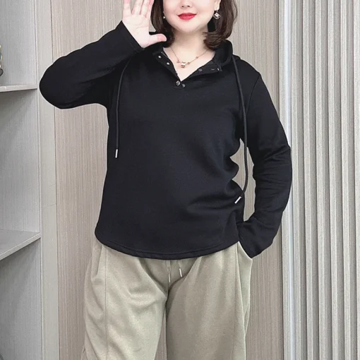 Women's Hooded Hoodie, Plus Size Loose Casual Sweatshirt - Image 5