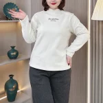 Plus Size Women's Warm Mock Neck Fleece-lined Long Sleeve Top