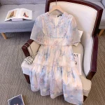 Plus Size Women's Summer Loose Printed V-Neck Dress
