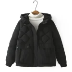 Plus Size Women’s Winter Hooded Thickened Argyle Cotton-padded Parka