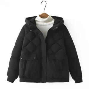Plus Size Women’s Winter Hooded Thickened Argyle Cotton-padded Parka