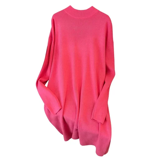 Plus Size Loose O-Neck A-Line Sweater Dress for Women - Image 6