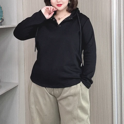 Women's Hooded Hoodie, Plus Size Loose Casual Sweatshirt - Image 4