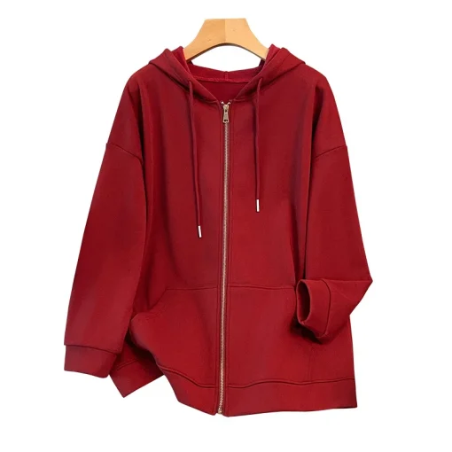 Plus Size Women's Loose Hooded Fleece Cardigan Jacket - Image 6