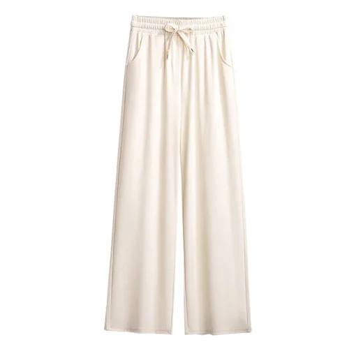 Plus Size Women's Loose High Waist Ice Silk Straight Pants - Image 6