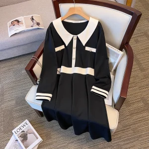 Plus Size Autumn Loose Long Sleeve Mid-Length Dress