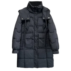Plus Size Women’s Long Hooded Cotton-padded Winter Parka Coat