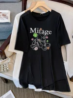 Plus Size Women's Bear Print Loose Summer T-Shirt Top