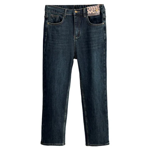 High Waisted Fleece-Lined Straight Leg Jeans for Women - Image 6