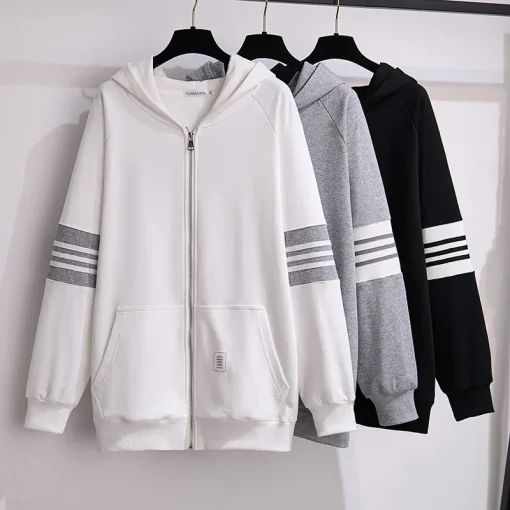 Plus Size Loose Fleece Hooded Zip Sweater Cardigan Coat - Image 3