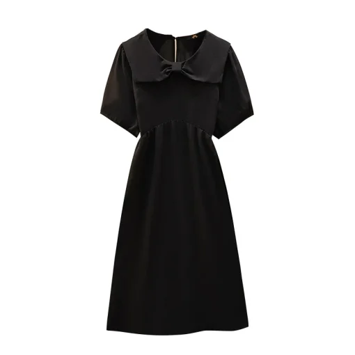 Plus Size Women's Loose Bow Doll Collar A-Line Dress - Image 6