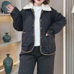 Plus Size Women’s Parka, Warm Fur Collar Cotton-Padded Coat