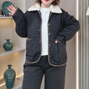 Plus Size Women’s Parka, Warm Fur Collar Cotton-Padded Coat