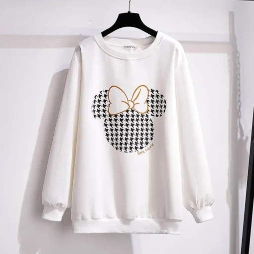 Plus Size Loose Round Neck Cartoon Print Sweatshirt - Image 4