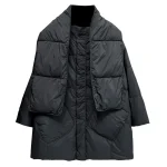 Plus Size Women Winter Down Coat Oversized Loose Scarf Jacket