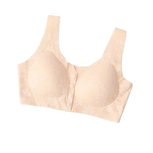 Plus Size Women's Lace Stretch Front Open Button Bra
