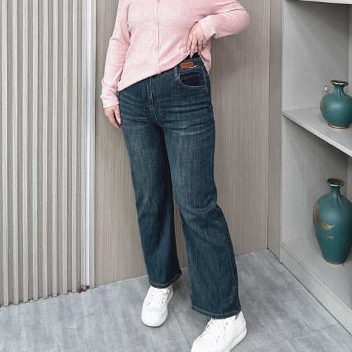 Women's High Waist Vintage Blue Wide Leg Jeans - Image 5