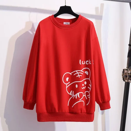 Plus Size Women's Spring Autumn Cartoon Print Sweatshirt - Image 4