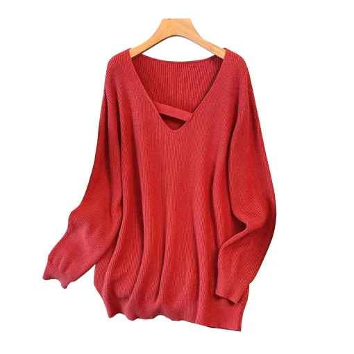 Plus Size Loose Pullover Thick Knitted Sweater for Women - Image 6