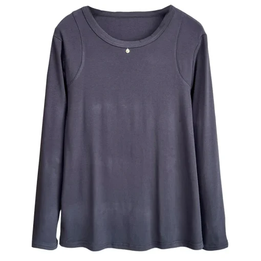 Plus Size O-neck Long Sleeve Casual Shirt for Women - Image 6