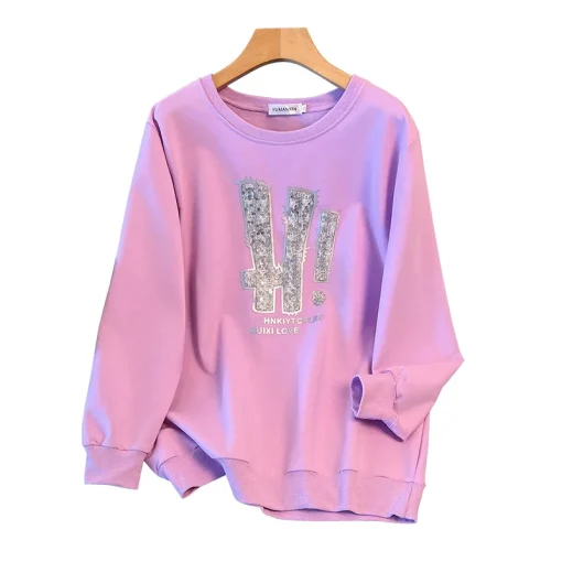 Plus Size Women's Loose Printed Long Sleeve Sweatshirt - Image 6