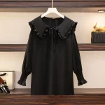 Plus Size Women's Navy Tie Long Sleeve Western Shirt