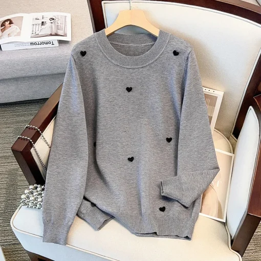 Plus Size Spring Autumn Winter Loose Round Neck Pullover Sweater - Image 4