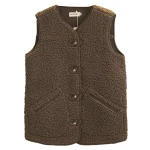 Plus Size Women's Sleeveless Fleece Vest Winter Plush Waistcoat