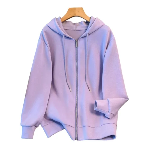 Plus Size Loose Hooded Sweatshirt Cardigan Jacket for Women - Image 6