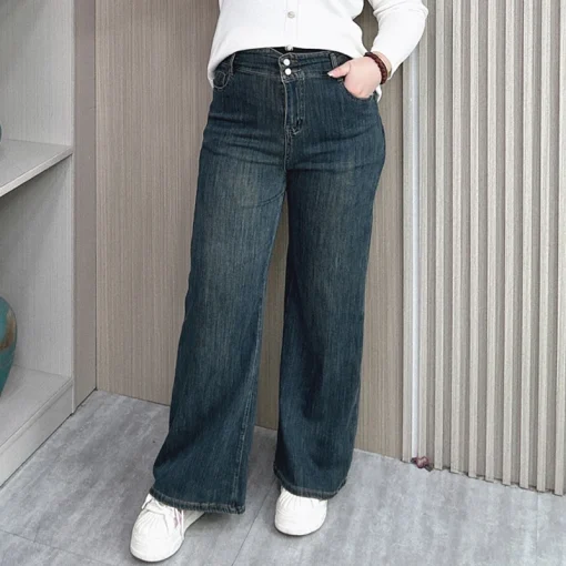 Women’s Plus Size High Waist Micro Flare Wide Leg Jeans - Image 4