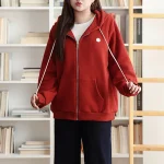 Plus Size Fleece-Lined Zip-Up Hoodie for Women Winter